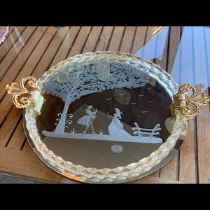 Etched round Murano glass vanity tray